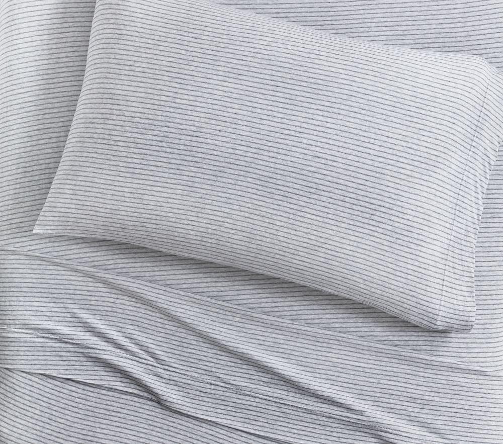 Heathered Jersey Stripe Organic Sheet Set & Pillowcases